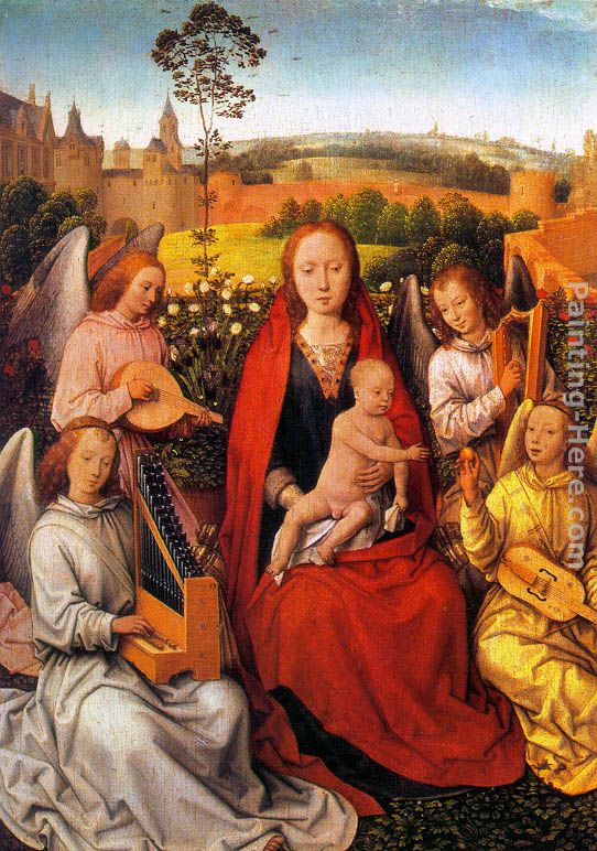 Virgin and Child with Musician Angels painting - Hans Memling Virgin and Child with Musician Angels art painting